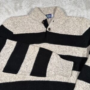 Bay Area Traders Long Sleeve Henley Sweater Mens Medium Striped Wool Blend